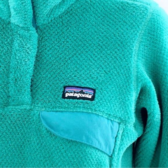 Patagonia Women Re-Tool Snap T Pullover Teal Green Polartec Sherpa Fleece Small - Picture 4 of 4